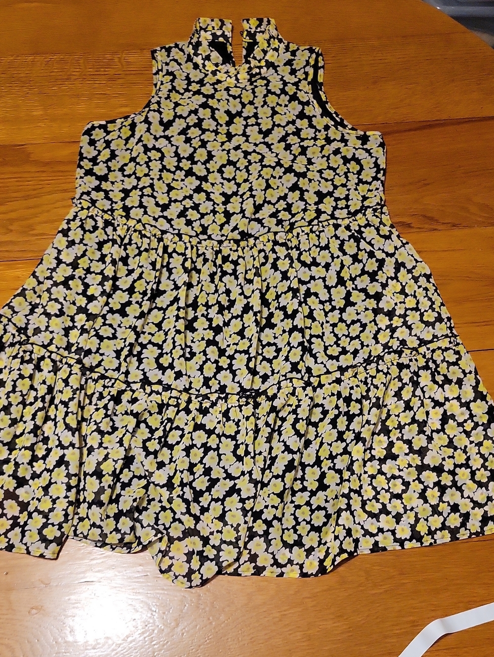 Mud Pie Black Mini Dress with Yellow Floral Print